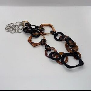 Natasha Black and Brown Plastic Geometrical Necklace